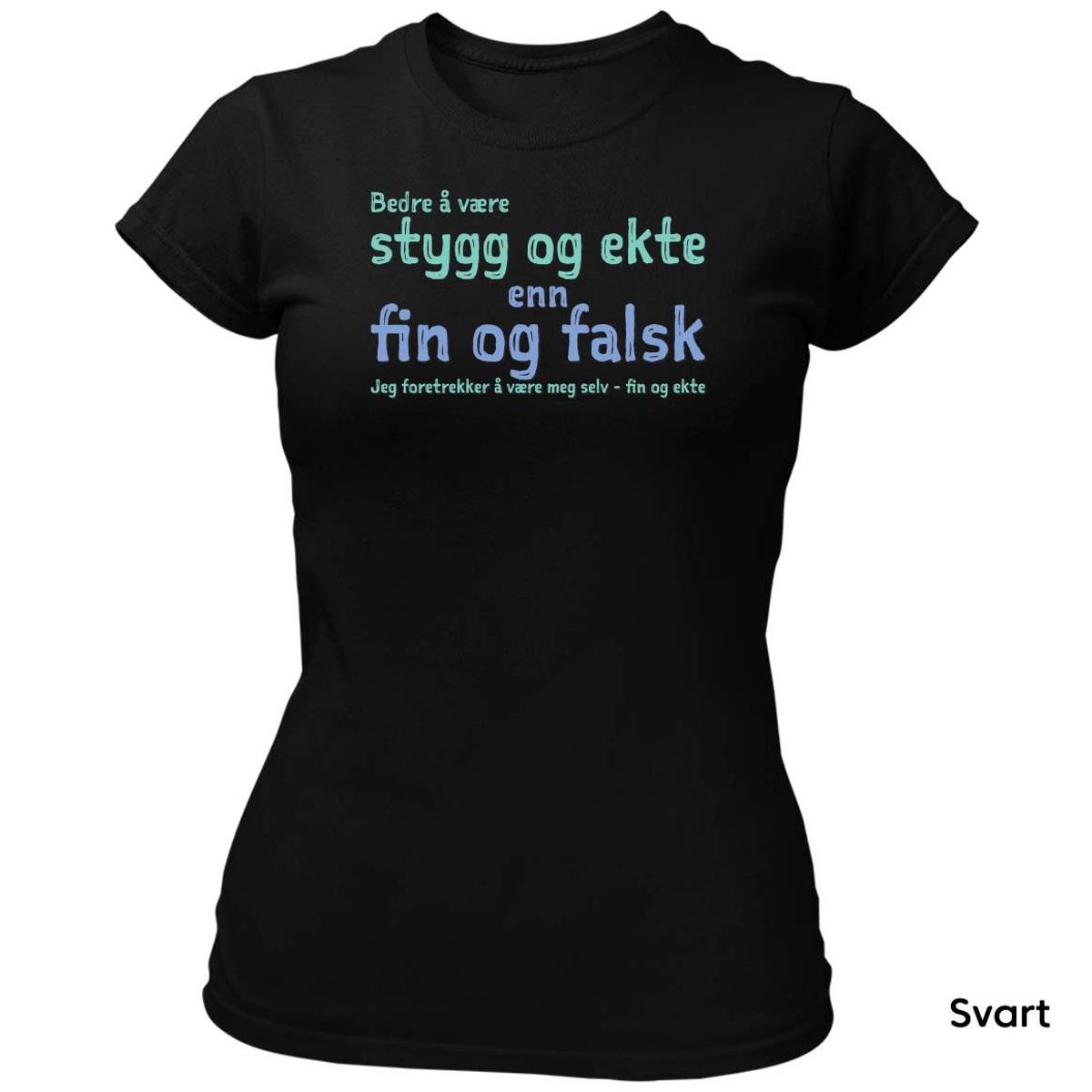 Fin og ekte T-skjorte Dame FARGE Trykk