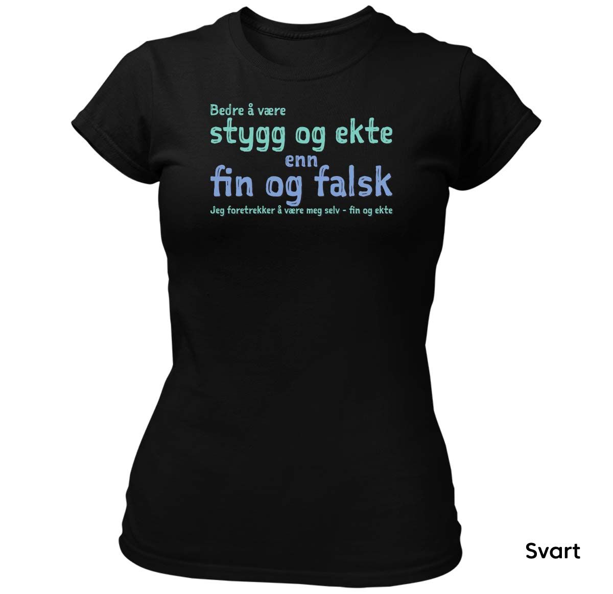 Fin og ekte T-skjorte Dame FARGE Trykk