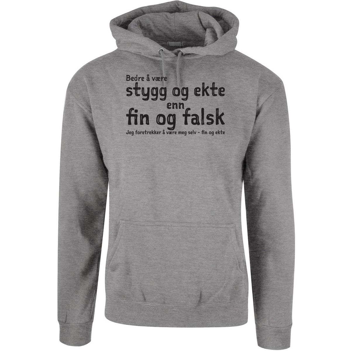 Fin og ekte Hettegenser SVART Trykk