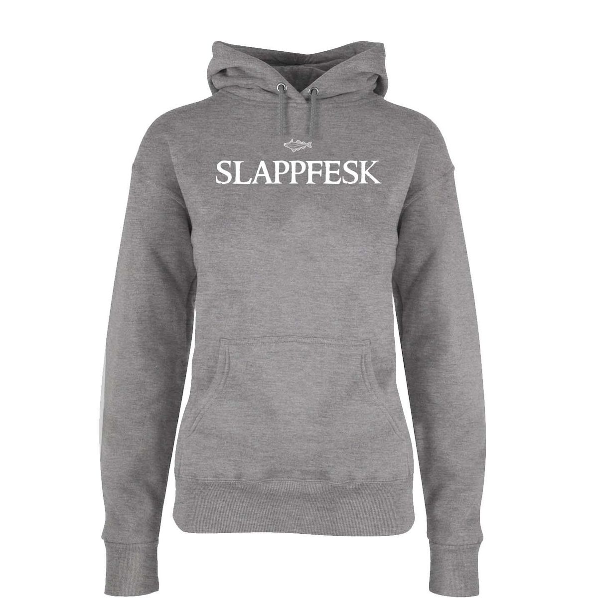 Slappfesk HVIT Trykk Hettegenser DAME