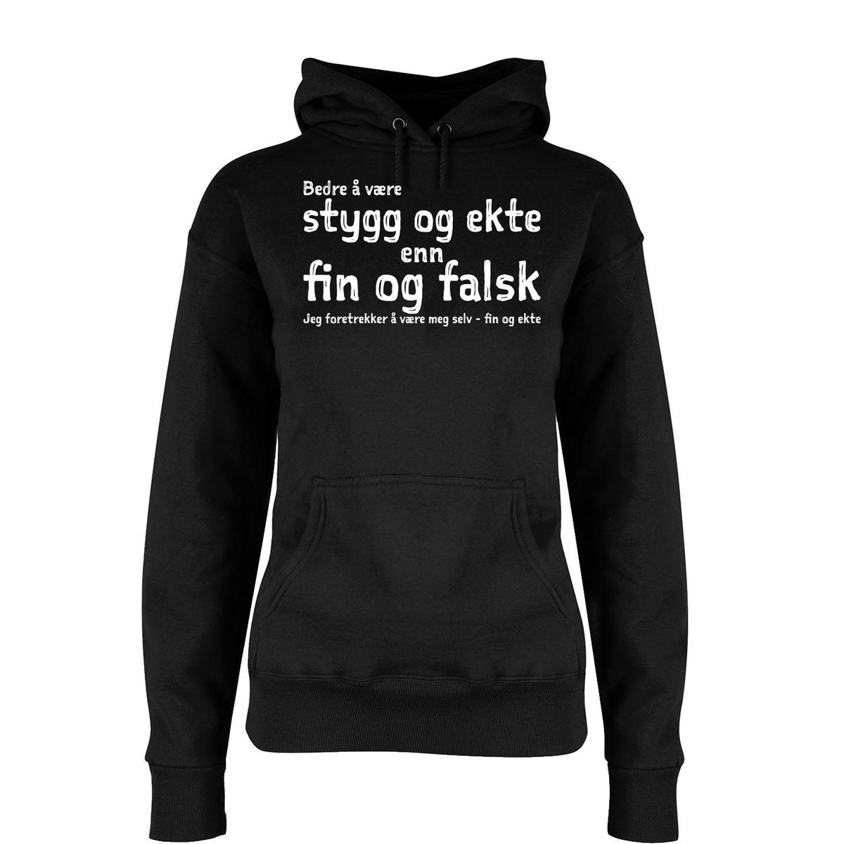Fin og ekte Hettegenser DAME HVIT Trykk